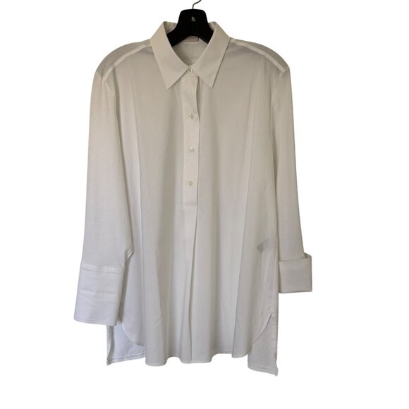 Chico's White Knit Mix Optic White Popover Tunic Size 0/S NWT - Picture 1 of 6
